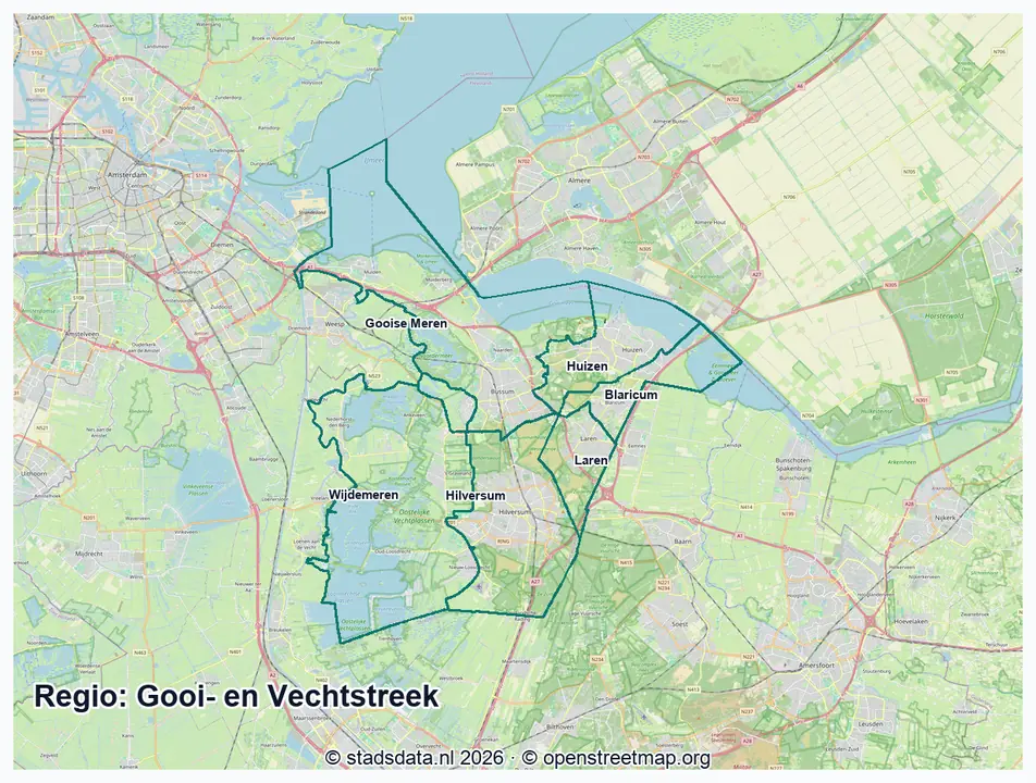 Kaart Gooi- en Vechtstreek